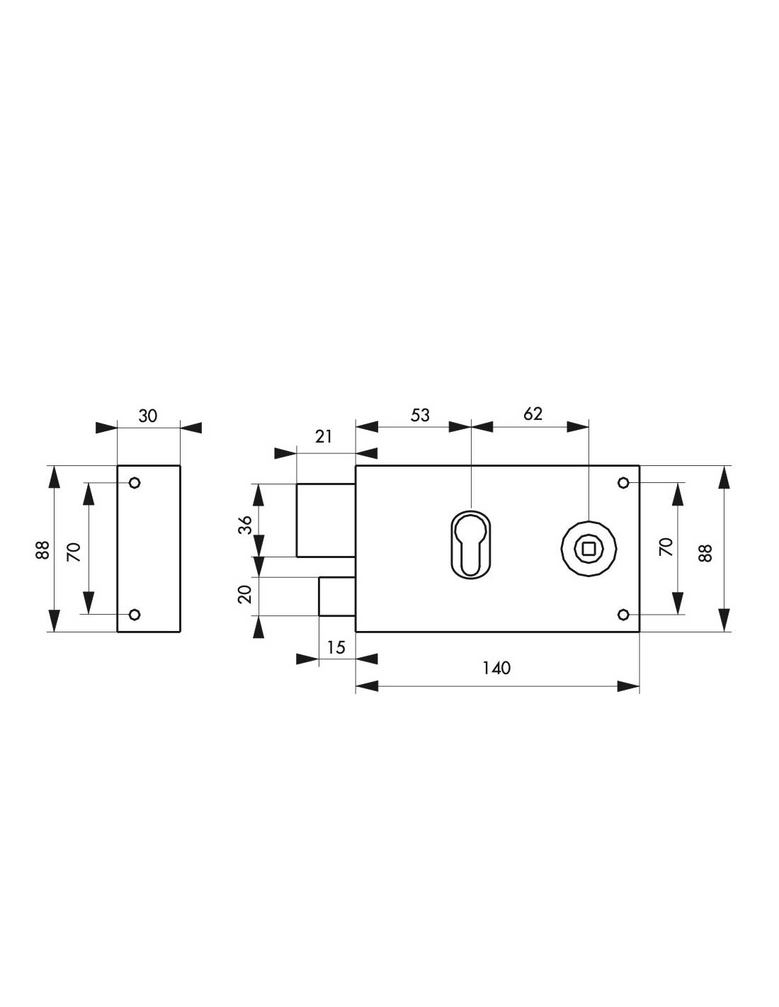 Cassa serratura CP con quadro maniglia 140 x 88 mm, sinistra – THIRARD-1