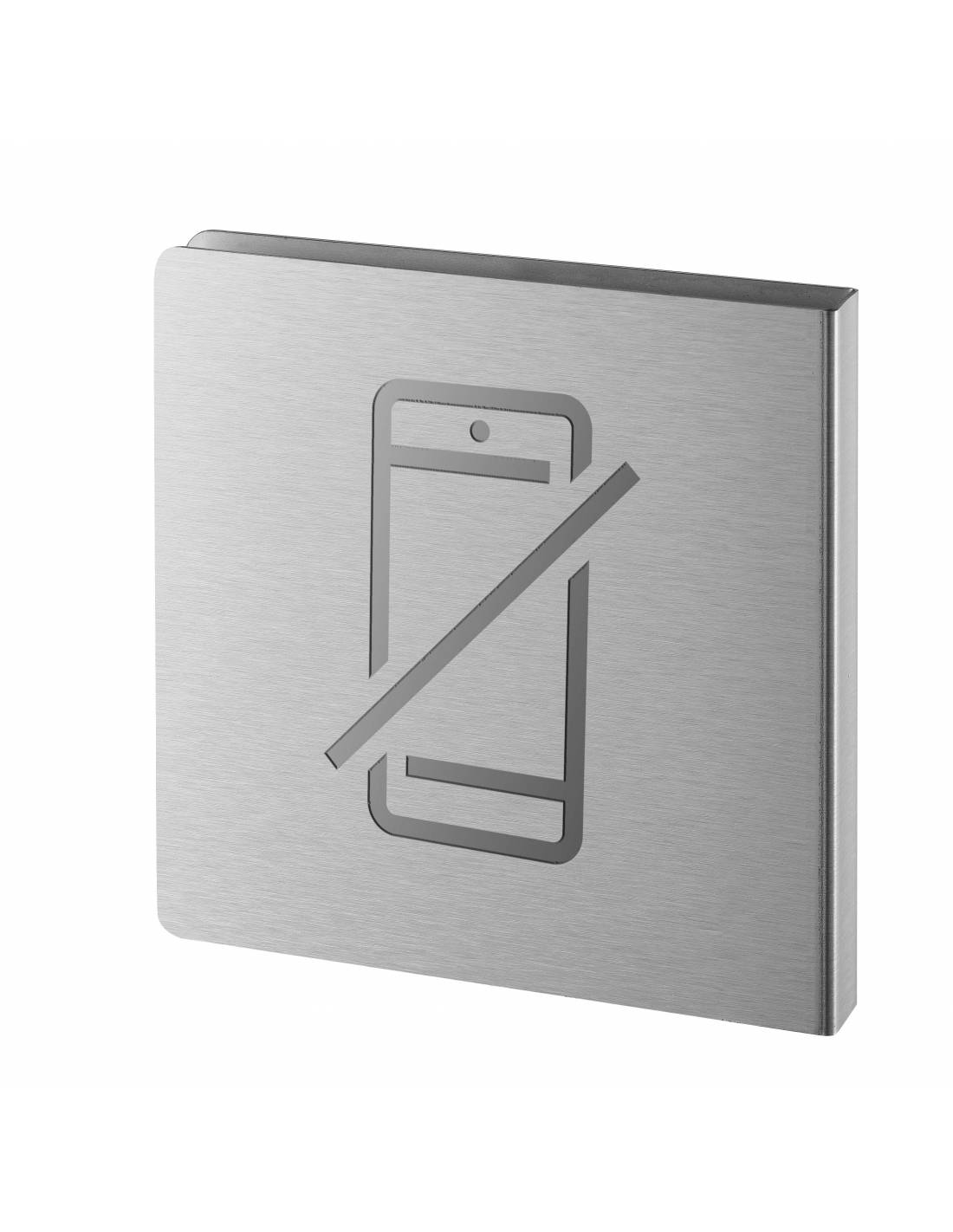 Targa Vietato l'uso del telefono cellulare in acciaio inox spazzolato, 120 x 120 mm – THIRARD-0