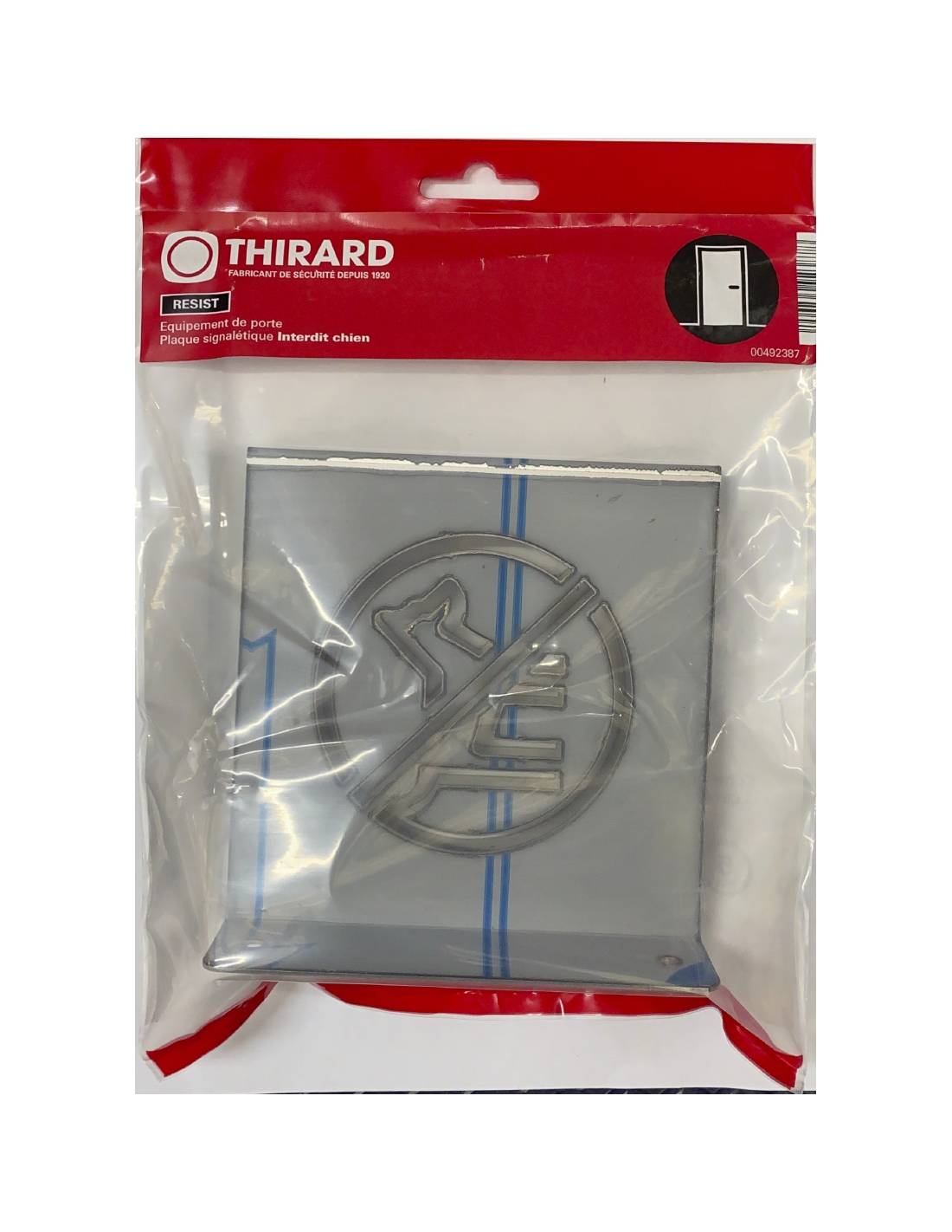 Targa segnaletica >, acciaio inox spazzolato, 120 x 120 mm, con bordo ripiegato – THIRARD-1