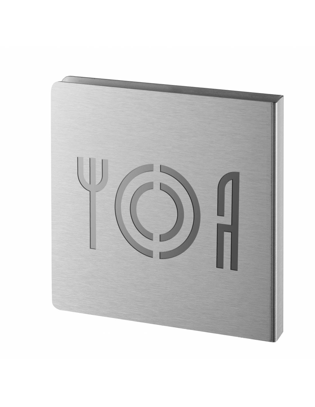 Targa segnaletica >, alluminio spazzolato anodizzato, 120 x 120 mm – THIRARD-0