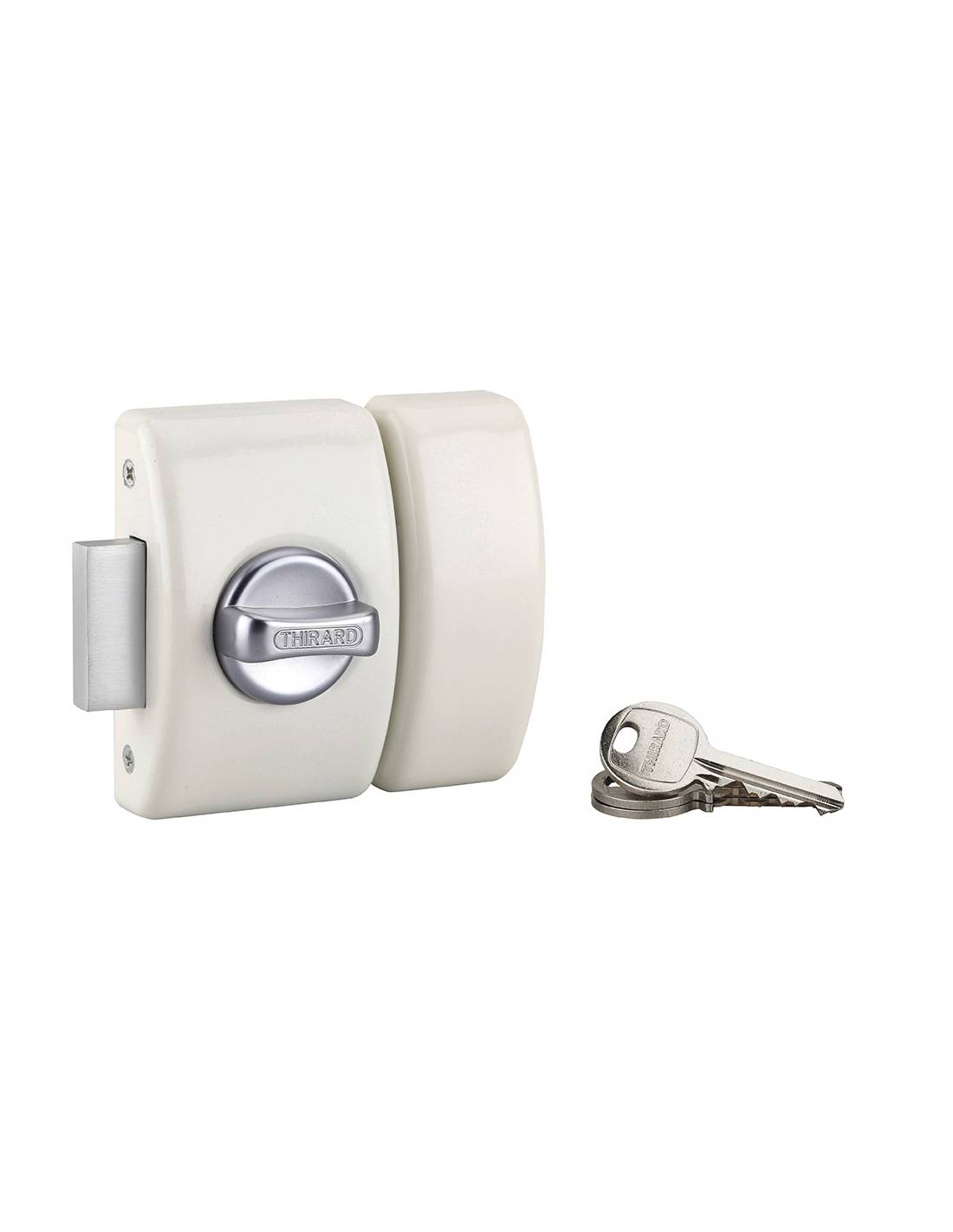 Serratura da applicare DESIGN 5 con pomolo, cilindro 45 mm, in acciaio, 3 chiavi – THIRARD-0