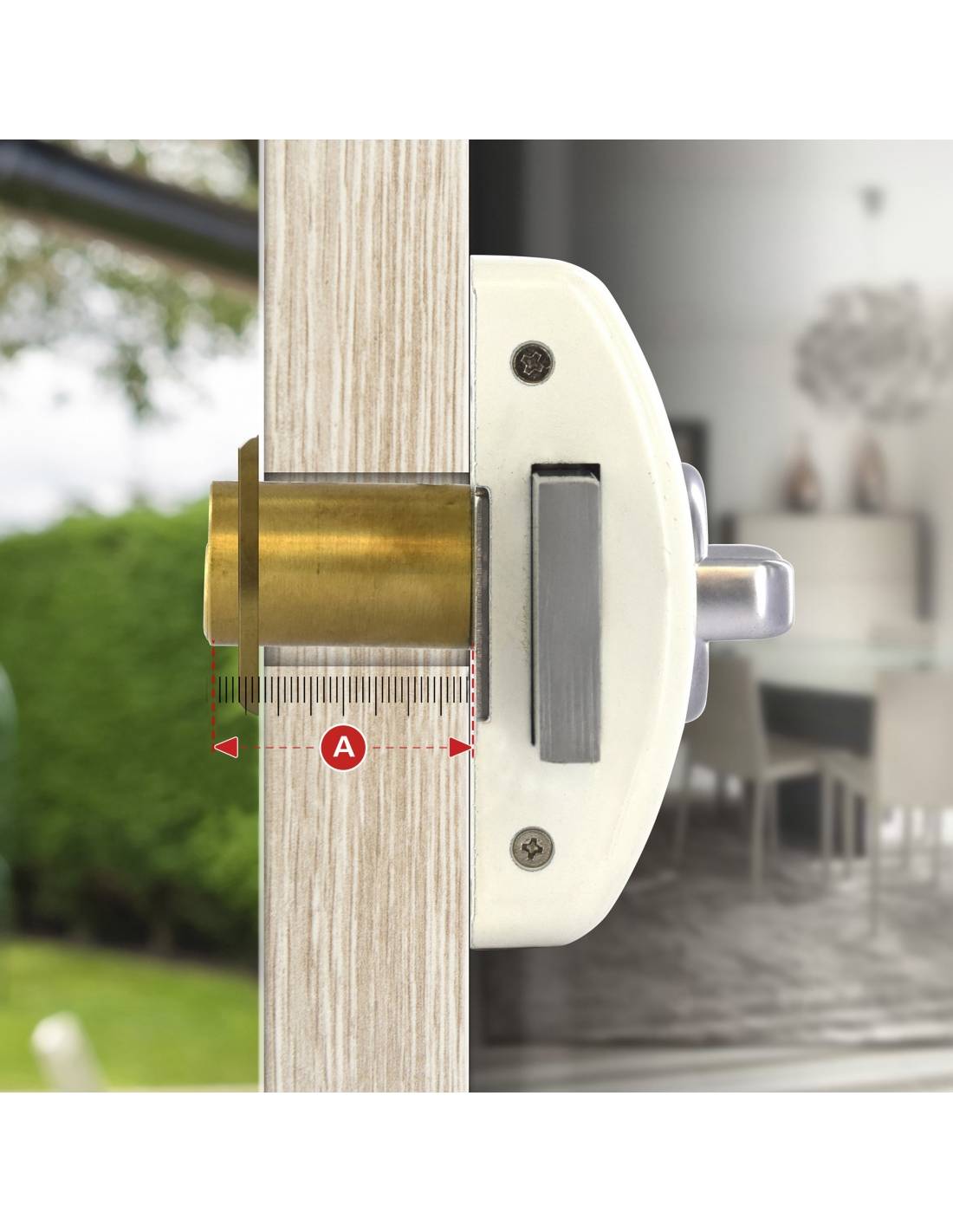 Serratura da applicare DESIGN 5 con pomolo, cilindro 45 mm, in acciaio, 3 chiavi – THIRARD-2