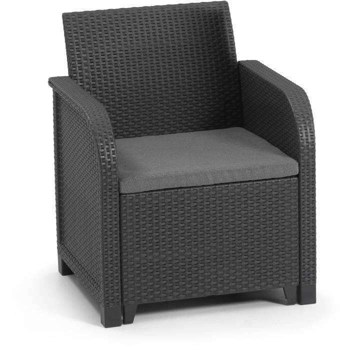 Poltrona da giardino Allibert by KETER San Remo rattan sintetico Grigio scuro PP (65 x 63 x 74 cm)-0