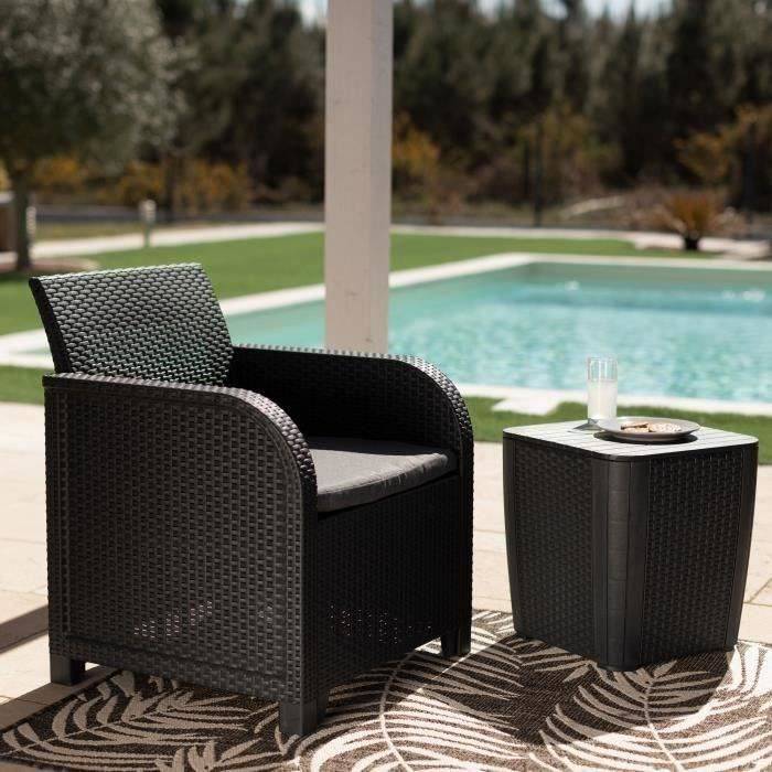 Poltrona da giardino Allibert by KETER San Remo rattan sintetico Grigio scuro PP (65 x 63 x 74 cm)-1