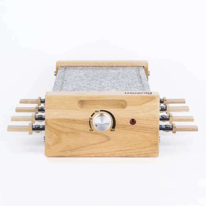 Apparecchio per raclette/grill HKoeNIG - 8 persone - Design in legno - Superficie di cottura 38x19,5 cm - Potenza 1200 W-2