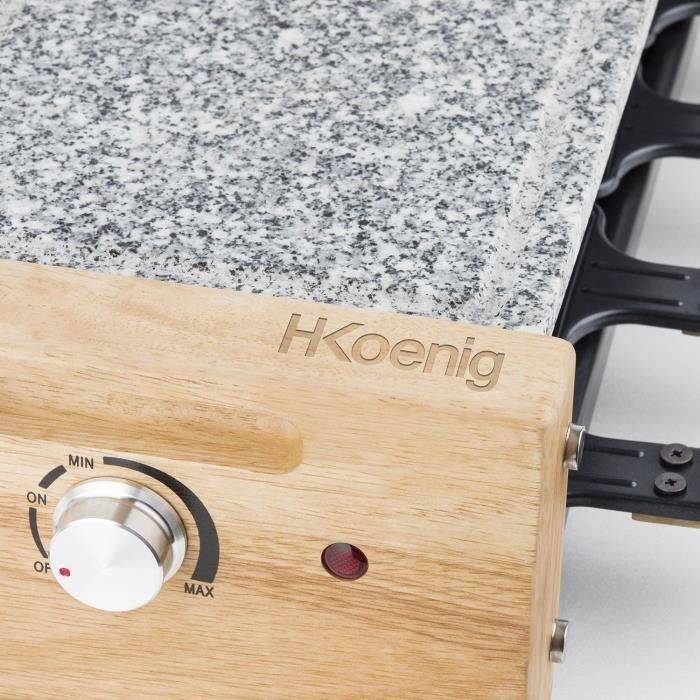 Apparecchio per raclette/grill HKoeNIG - 8 persone - Design in legno - Superficie di cottura 38x19,5 cm - Potenza 1200 W-3