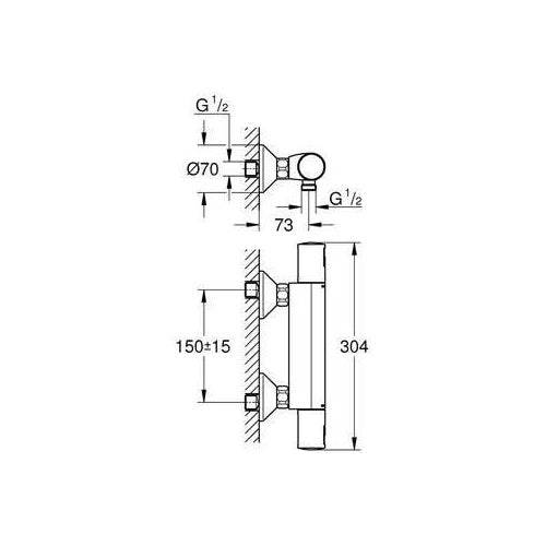 Miscelatore termostatico per doccia - GROHE Precision Start - 345942430 - Nero opaco - Montaggio a parete esterna - Risp-3
