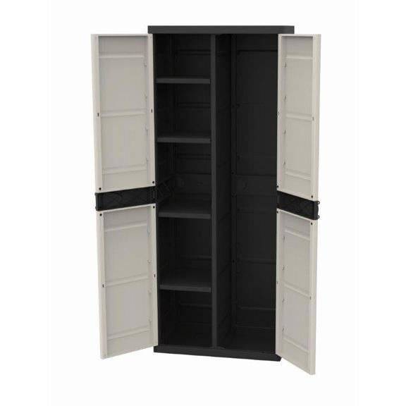 TITANIO PLASTIKEN Armadio con 2 ante e ripiani L70 x P44 x H176 cm Gamma Beige e Nero TITANIO Interno / Esterno-0