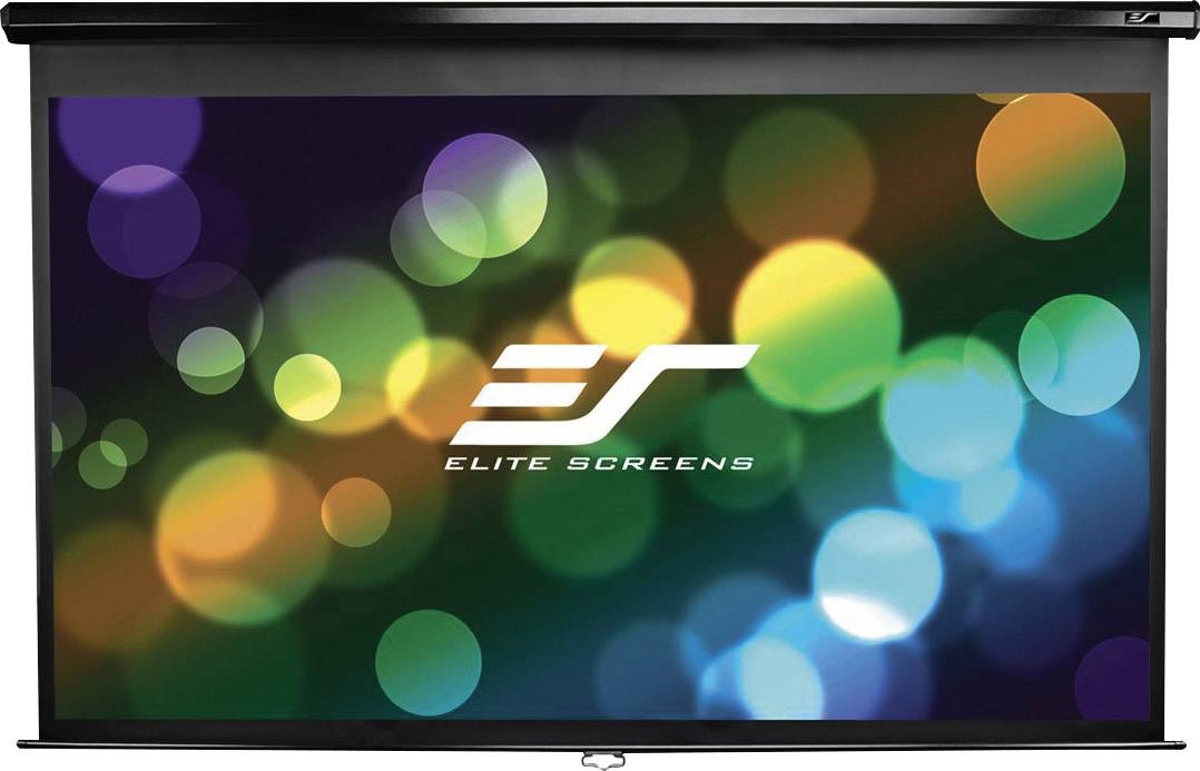 Tela con sfondo bokeh colorato, con il logo 'Elite Screens' al centro.