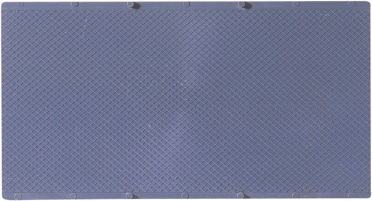 Tavola rettangolare blu in plastica con texture a rombi.