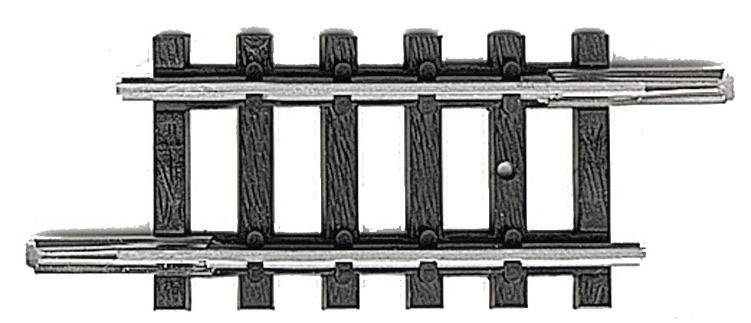 Breve tratto di binario ferroviario con traversine e rotaie, adatto per modellini ferroviari in scala H0.