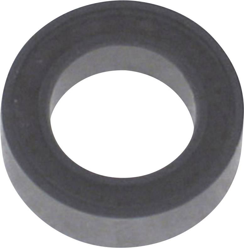 Un anello grigio metallico con un foro centrale, simile a una rondella, su uno sfondo bianco.