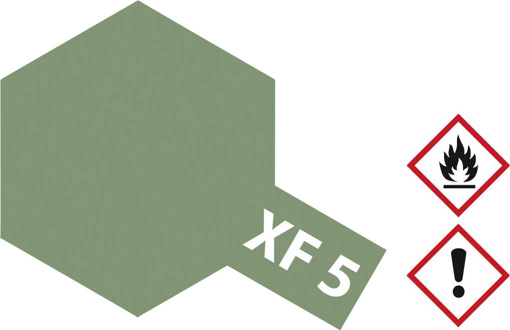 Carta di colore verde a forma esagonale con la scritta 'XF 5'. Accanto sono presenti due simboli di pericolo: fiamma e punto esclamativo.
