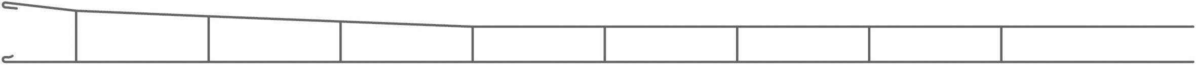 Diagramma di una linea discendente da sinistra a destra con diversi segmenti verticali.