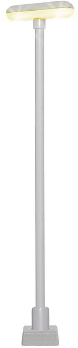 Lampada da terra dal design semplice e moderno, con paralume allungato, disposto orizzontalmente, e supporto diritto e snello.