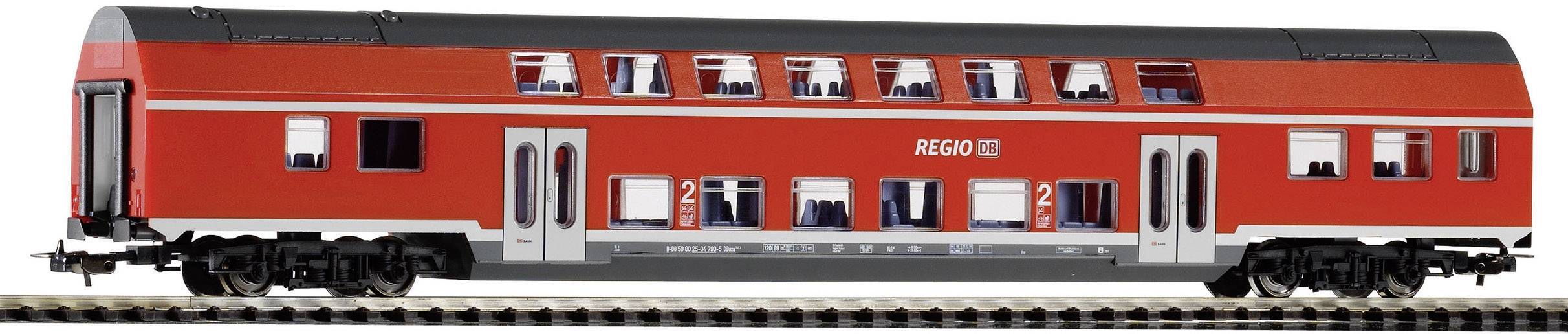 Un treno regionale rosso a due piani su binari. Il treno ha grandi finestroni ed è contrassegnato con la scritta 'REGIO DB'.