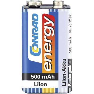 Conrad energy 6LR61 Batteria ricaricabile da 9 V Li-Ion 500 mAh 7.4 V 1 pz.