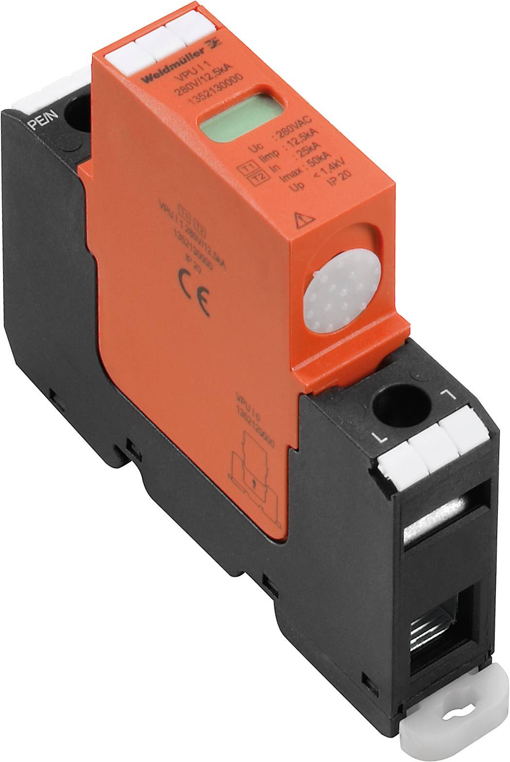Weidmüller 1352130000 VPU I 1 280V/12,5kA Scaricatore di sovratensioni Protezione da sovratensioni per: Armadi di distribuzione 20 kA 1 pz.