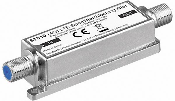 Goobay Filtro di blocco LTE/4G, presa F a presa F Presa F per una ricezione DVB-T / DVB-T2 HD senza interferenze