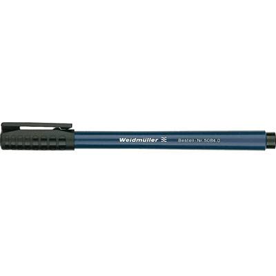 Penna blu con cappuccio nero del marchio Weidmüller, codice articolo 5084-0, posizionata orizzontalmente.