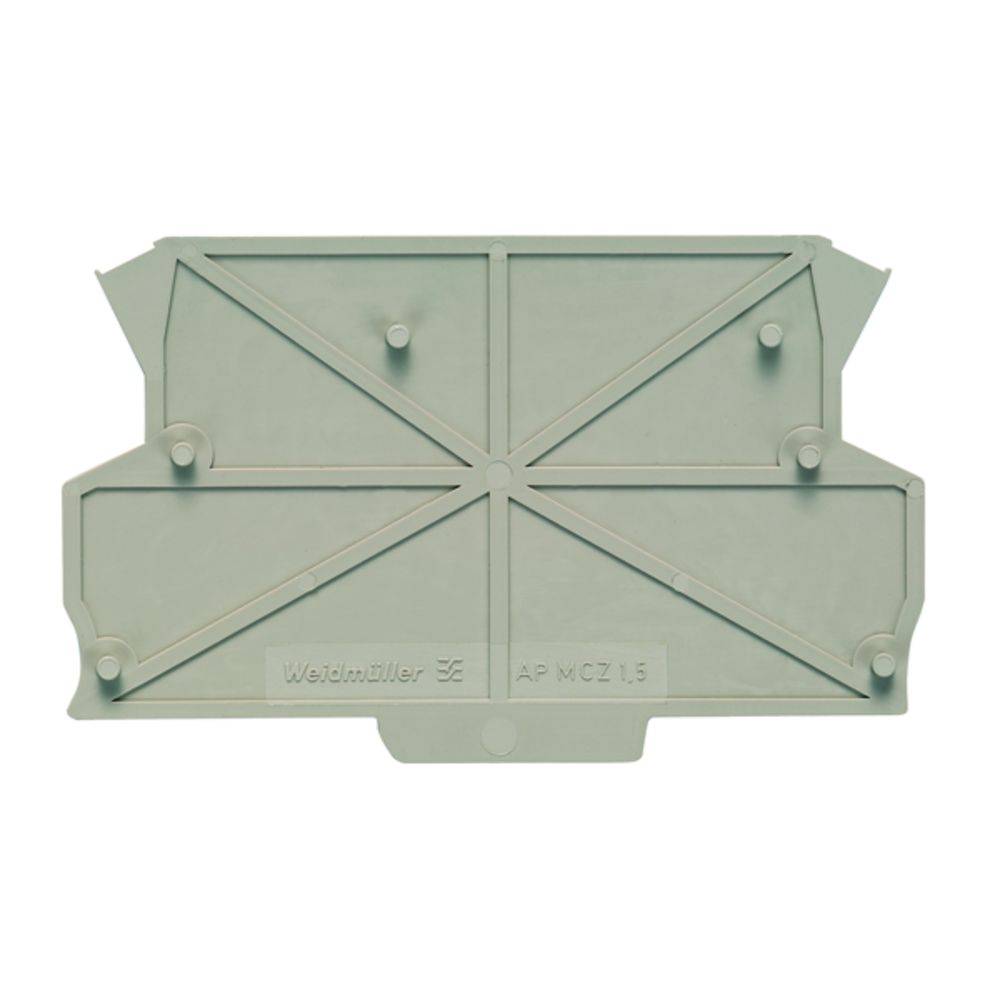 Coperchio in plastica con scritta 'Weidmüller AP W CZ 1.5'. Forma rettangolare con angoli arrotondati e cinque punti di fissaggio.