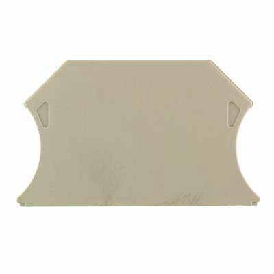 Un componente in plastica beige, rettangolare, con angoli smussati e rientranze simmetriche sui lati.