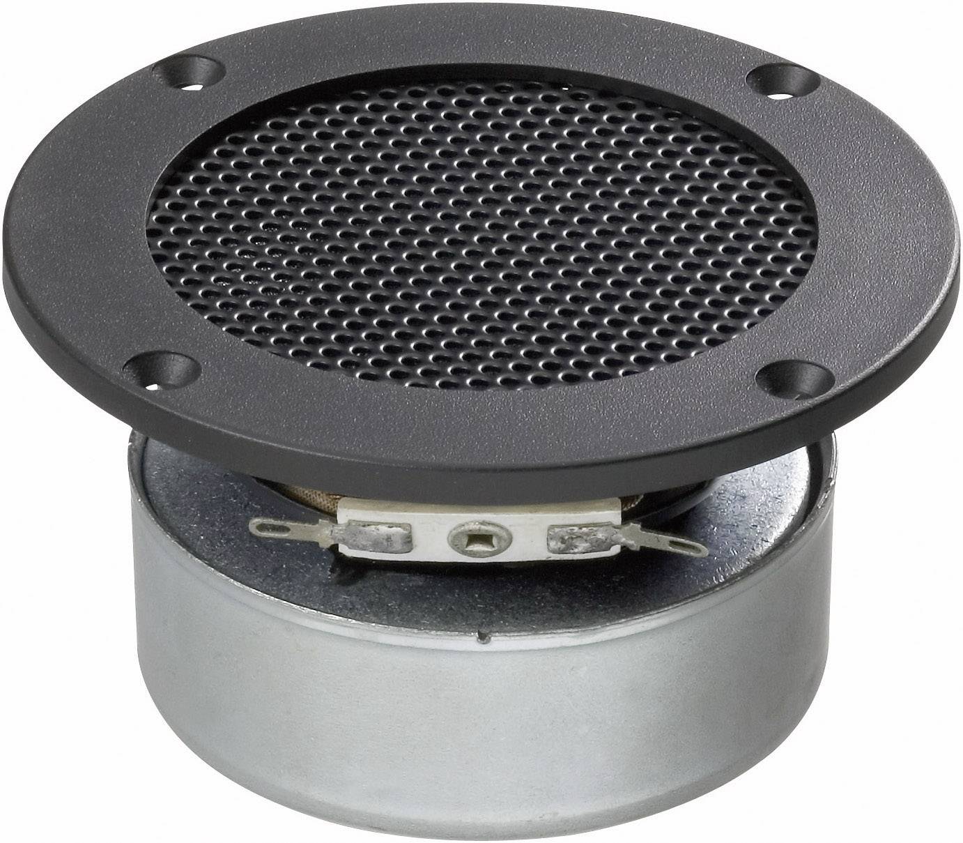 Un altoparlante circolare con griglia nera e involucro in metallo, adatto per applicazioni audio in dispositivi elettronici.