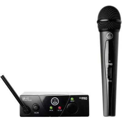 Set di microfoni wireless composto da un microfono a mano e un ricevitore. Adatto per esibizioni sul palco e presentazioni.