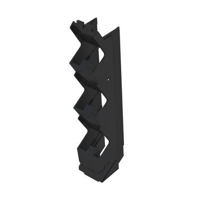 Componente geometrica nera con motivo a zigzag, orientata verticalmente.