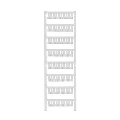 Scaffale a muro bianco con sette ripiani stretti, adatto per conservare piccoli oggetti come barattoli di spezie o bottiglie.