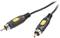 Due spine RCA nere con marcature gialle, utilizzate per connessioni audio e video.