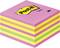 Un mucchio di post-it multicolori, composto da fogli rosa, gialli e verdi. Logo del marchio 'Post-it' sulla parte superiore.