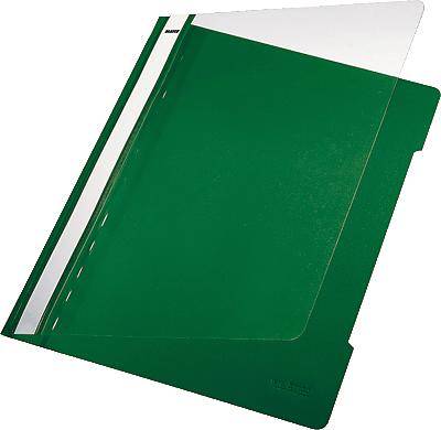 Cartella standard LEITZ, DIN A4, PVC, verde in pellicola rigida in PVC, copertina frontale trasparente, meccanismo di cl
