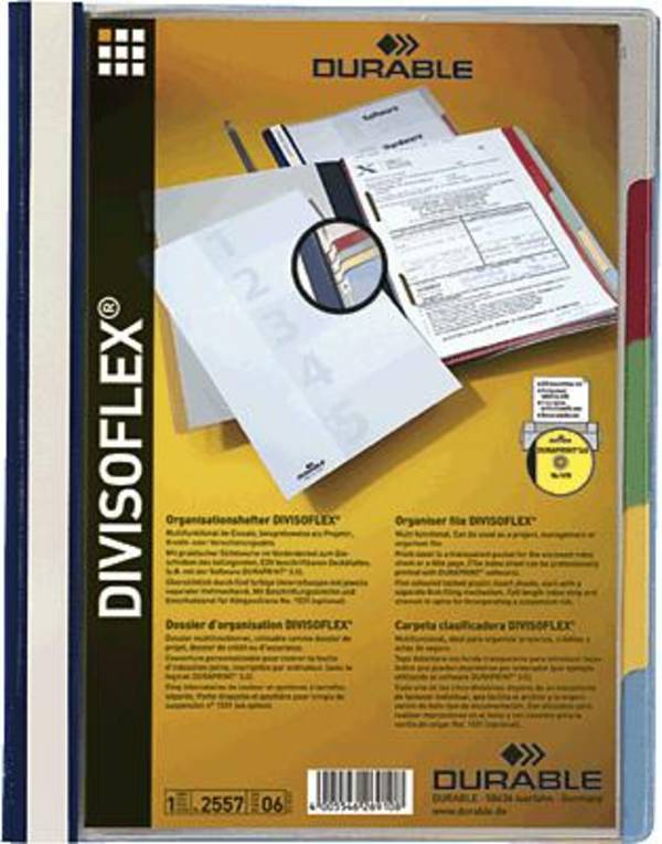 Durable DURABLE DIVISOFLEX - Schnellhefter - für A4 - mit Register 255706  Blu DIN A4