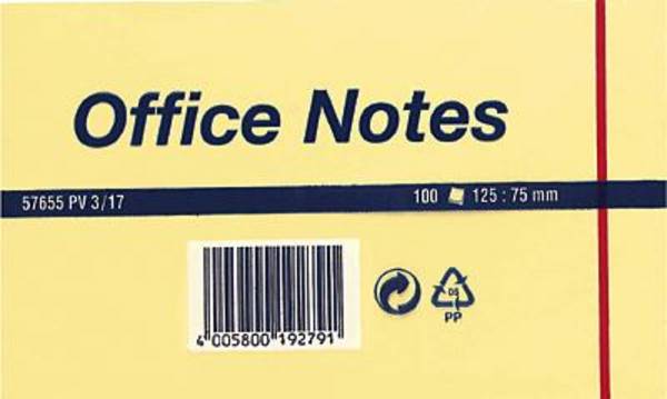 tesa Nota adesiva, memo 57655-00000 125 mm x 75 mm  Giallo 100 Foglio