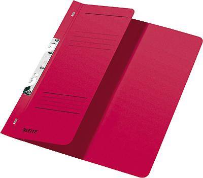 LEITZ Schlitzhefter, DIN A4, Manilakarton, rot 250 g/qm, Fassungsvermögen: 170 Blatt, Heftmechanik 80 mm, - 50 Stück (37
