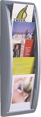 Espositore da parete Quick Fit System - 5 tasche 1/3 A4 - grigio - Paperflow-0