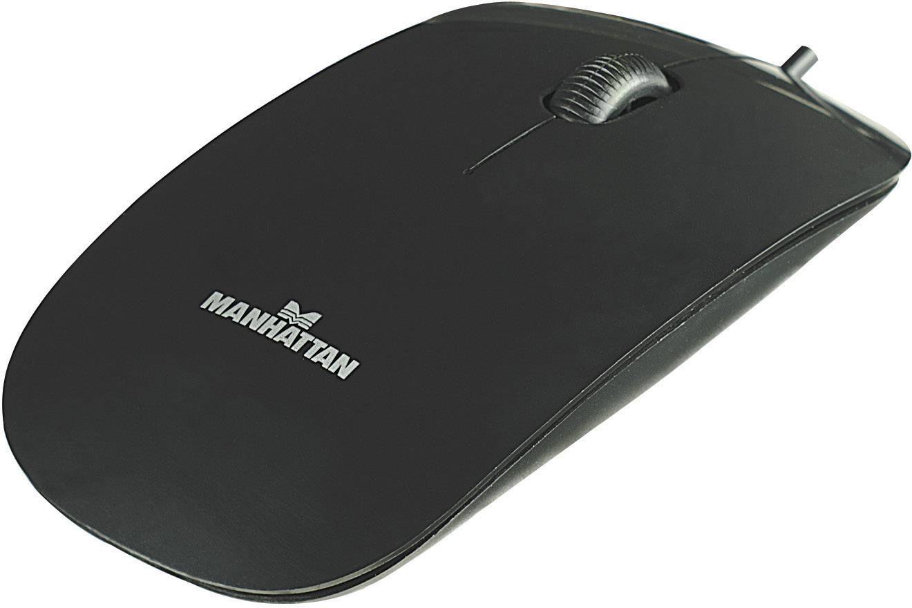 Manhattan Silhouette Mouse USB Ottico Nero 3 Tasti 1000 dpi Ergonomico-1