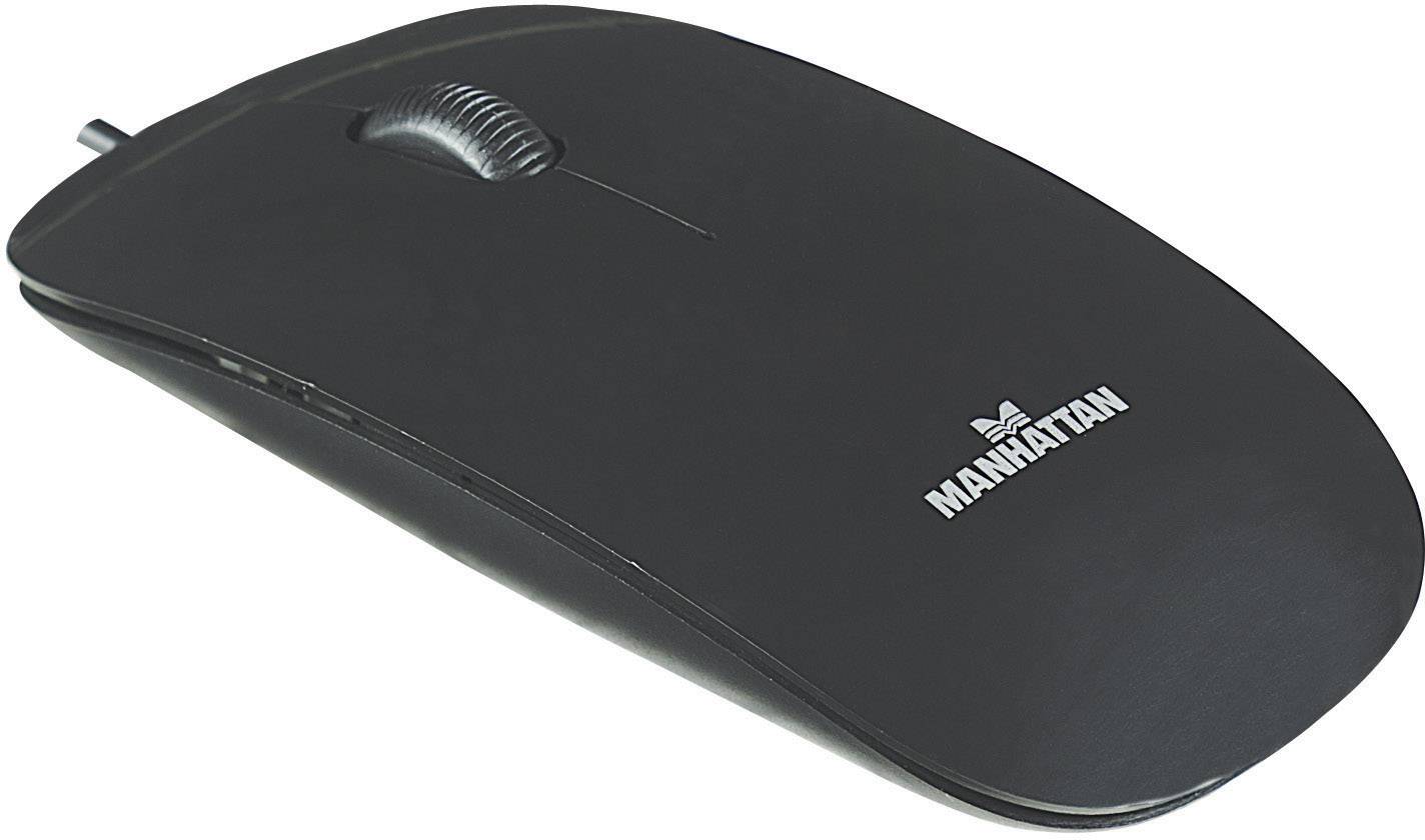 Manhattan Silhouette Mouse USB Ottico Nero 3 Tasti 1000 dpi Ergonomico-0
