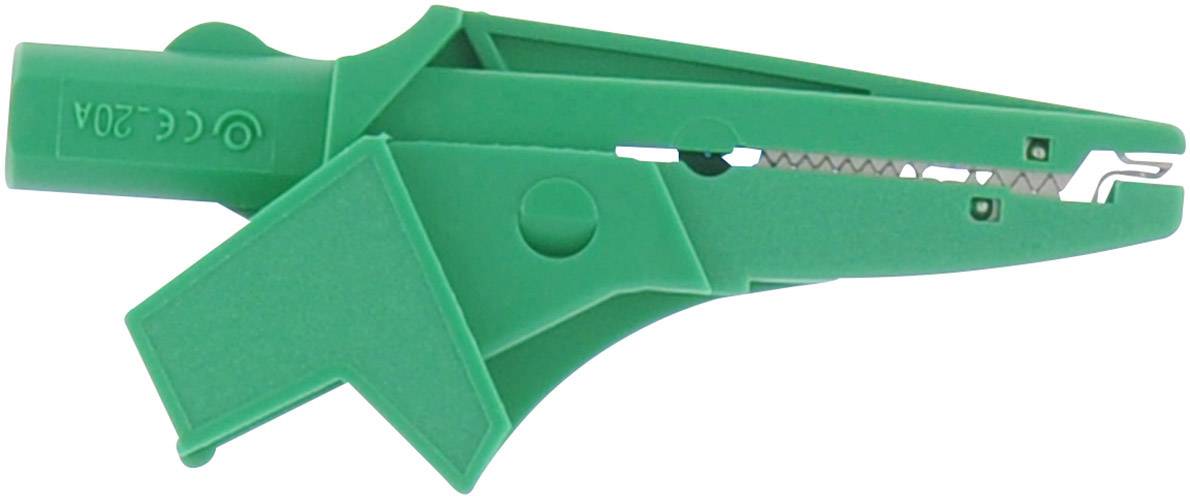 Pinza spelacavi verde con lama dentellata, adatta per spellare cavi di diversi diametri.