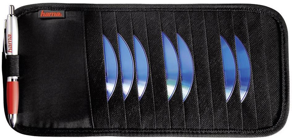 Custodia per CD con supporto per penna a sfera rosso sul lato sinistro. Offre spazio per sei CD o DVD.