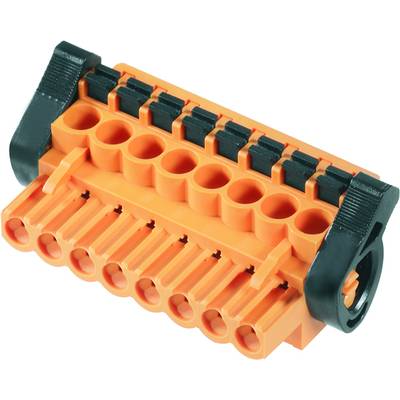 Spinotto multiplo in plastica arancione su due livelli con elementi di bloccaggio neri.