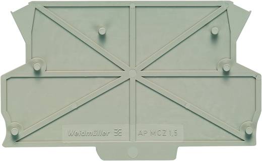 Piastra terminale Weidmüller, modello AP MCZ 1.5, grigia. Utilizzata per la chiusura e la protezione dei morsetti su una guida DIN.