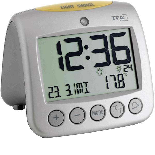 Sveglie - TFA 60.2514 Radiocontrollato Sveglia Argento Tempi di allarme 2 - Sveglie - TFA 60.2514 Radiocontrollato Sveglia Argento Tempi di allarme 2 -
