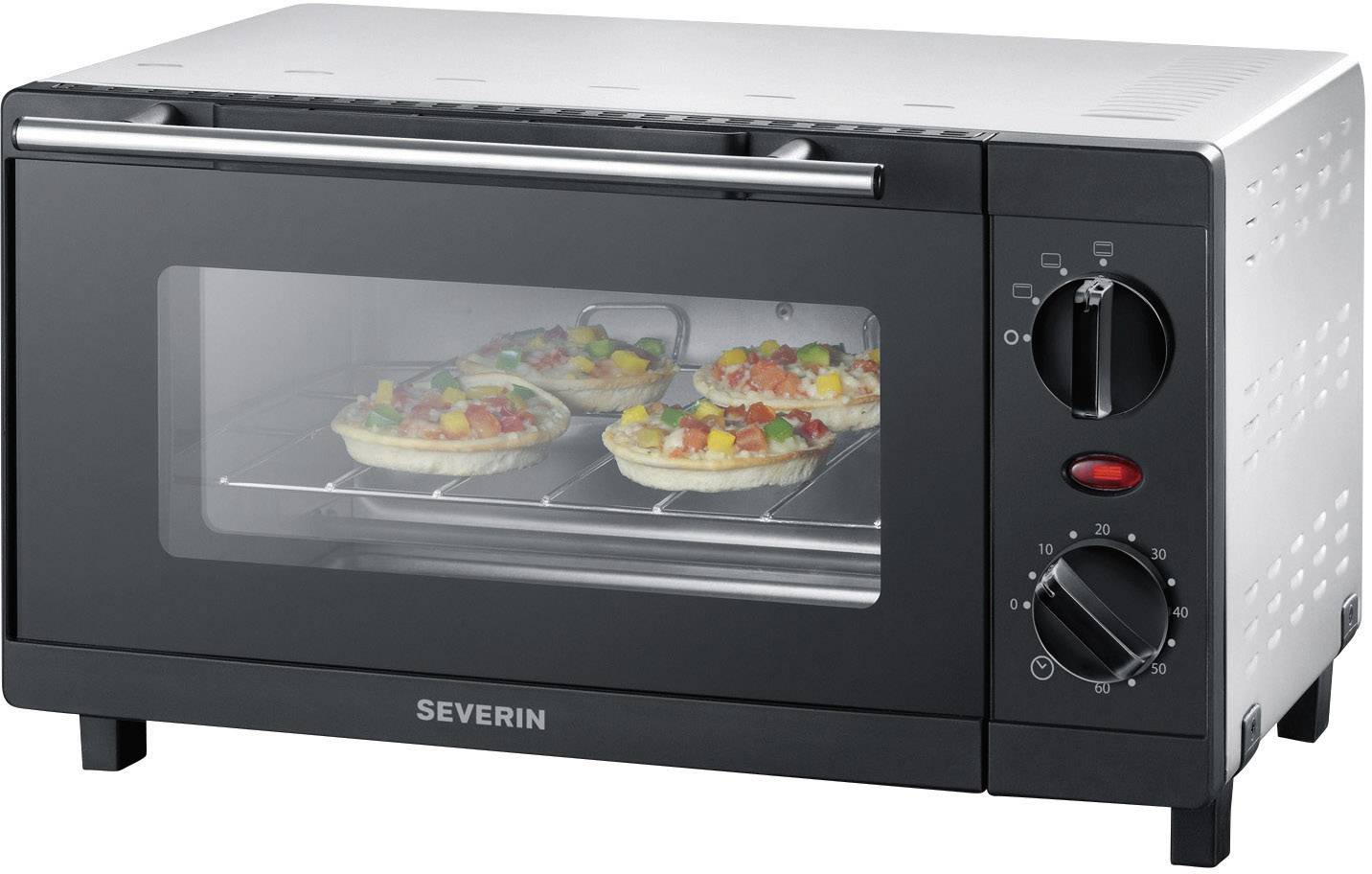 Severin, TO 2052 fornetto/grill, acciaio inossidabile-spazzolato-nero ca. 800 W