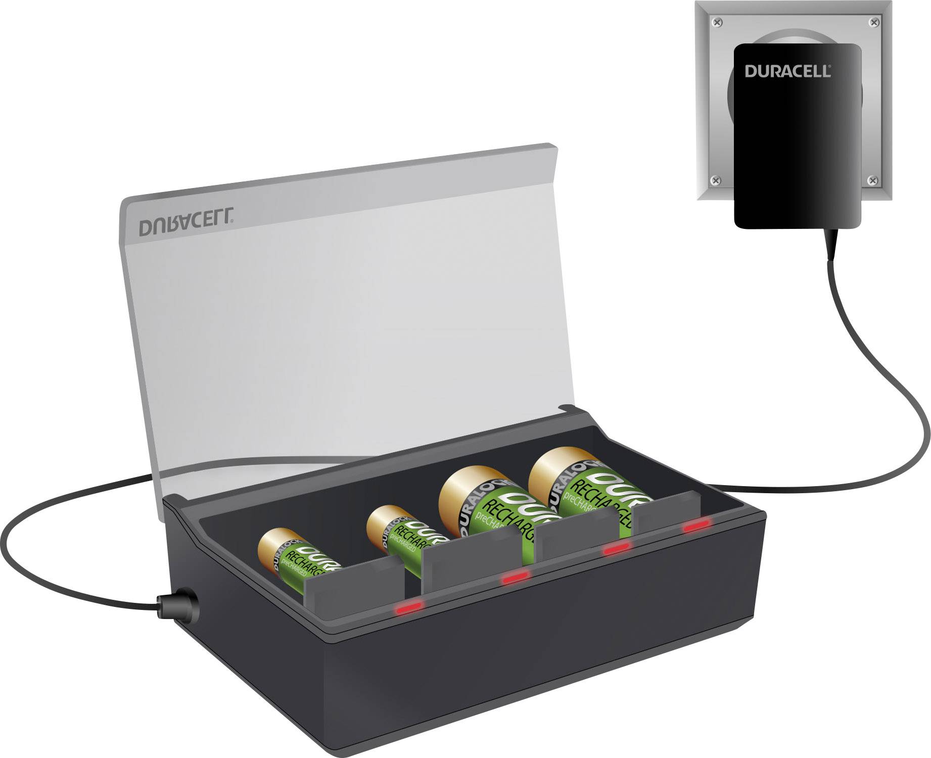 Caricabatterie Duracell Rapido 4 Ore - Con 4 Batterie Ricaricabili Incluse