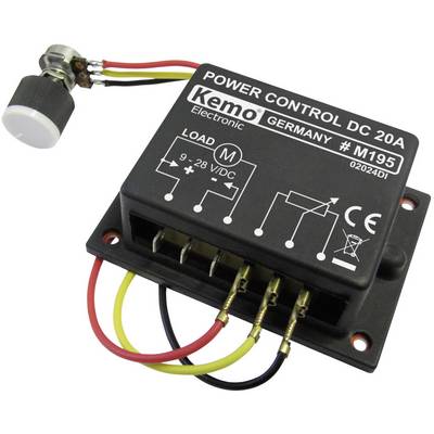 Modulo 'Controllo Prestazioni DC 20A' con manopola e cavi, per carico elettrico tra 9-28V, marca Kemo Electronic, modello M195.