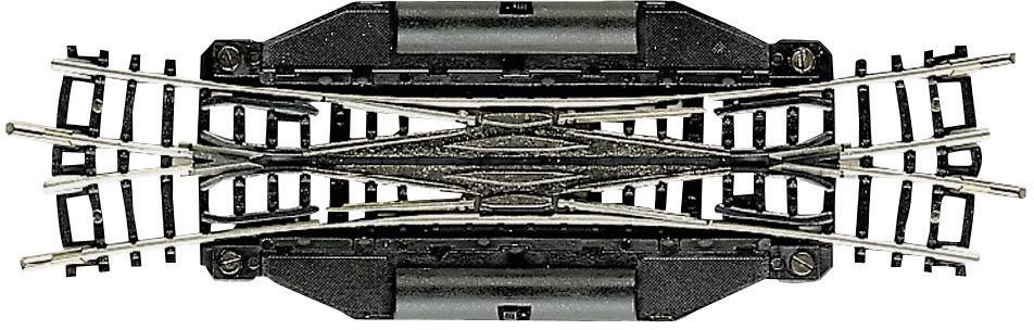 Incrocio ferroviario per modellismo con due deviatoi. Ideale per reti ferroviarie complesse in paesaggi di plastico.