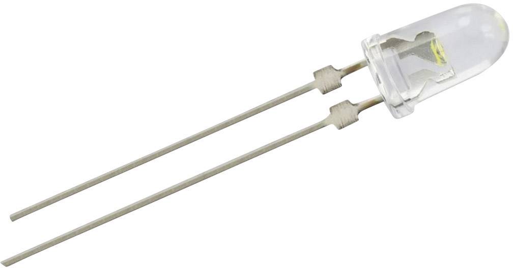 Un LED bianco con due terminali metallici.
