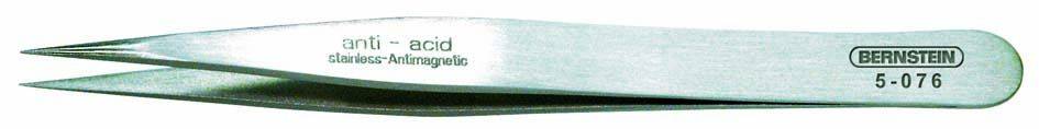Una pinzetta antimagnetica e resistente agli acidi di Bernstein, numero di modello 5-076, realizzata in acciaio inossidabile.